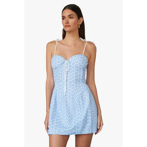 Atoir Adriana Blue Daisy Corset Mini Dress Tie Strap Floral Size 10